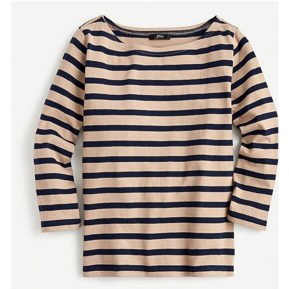 J.Crew $50 Structured Boatneck T-Shirt In Stripe Size XXS H6778 - Picture 1 of 6